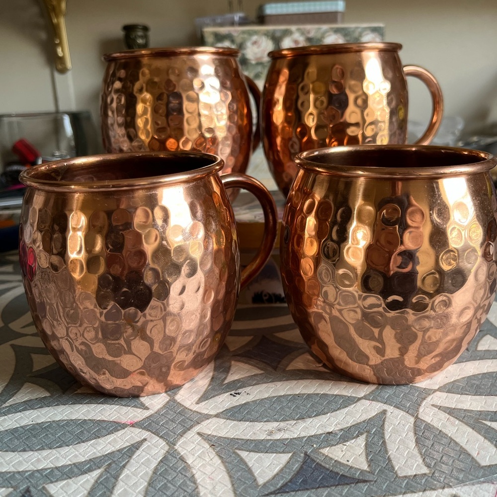 Copper Hammered Mugs for Dining